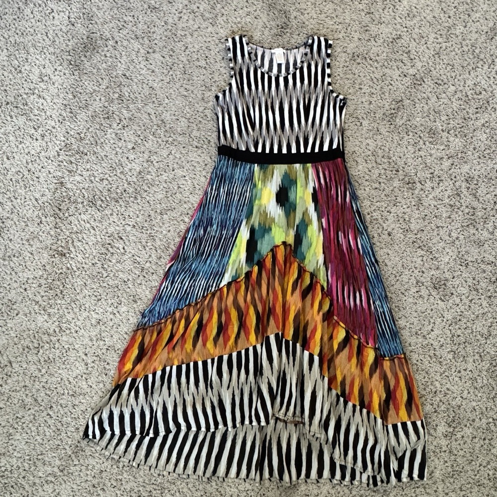 Klozyne Patchwork Maxi Dress Large Boho Sleeveless Cotton Stretch Colorblock